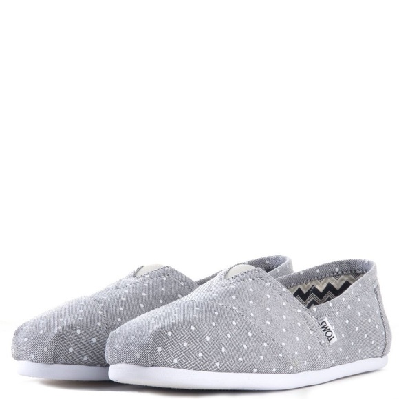 TOMS Classic Gray Polkadot Slip On Loafer Flats - Picture 1 of 5